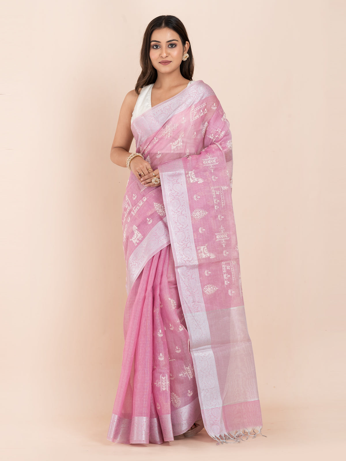 KAVVYA SOFT & LIGHT WEIGHT PINK ORGANZA TISSUE SAREE