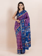 KAVVYA SOFT & LIGHT WEIGHT PURPLE COLOUR & IKAT WEAVING SAREE