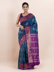 KAVVYA SOFT & LIGHT WEIGHT BLUE IKAT WEAVING SAREE