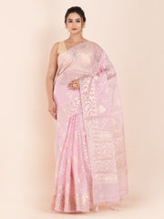 KAVVYA SOFT & LIGHT WEIGHT PINK ORGANZA SILK SAREE