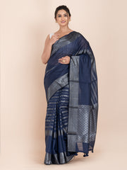 KAVVYA Soft & Lightweight navy blue color benarasi weaving silk saree