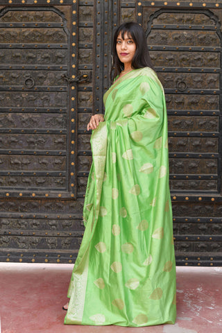 Kavvya Pista Green Soft & Lightweight Raw Silk Weaving Saree KAVVYA 