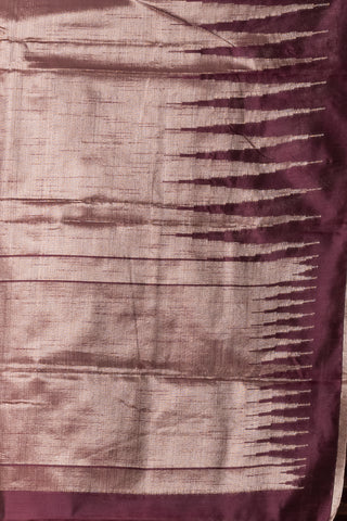 KAVVYA SOFT & LIGHT WEIGHT WINE HANDLOOM SILK GOLDEN ZARI WEAVING SAREE IN TUSSAR FABRIC WITH BEAUTIFUL GEOMETRIC DESIGN ALLOVER THE SAREE COMES WITH BEAUTIFUL WINE HEAVY WEAVING BLOUSE