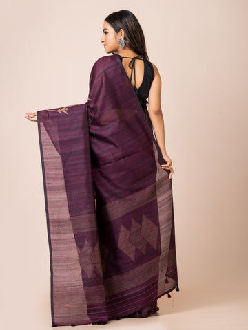 KAVVYA Soft & Lightweight wine color benarasi handloom weaving silk saree