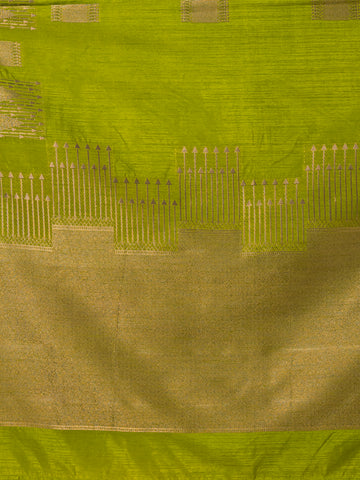 KAVVYA soft & lightweight green color benarasi handloom linen weaving silk saree