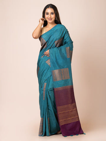 KAVVYA Soft & lighweight BLUE color handloom weaving silk saree