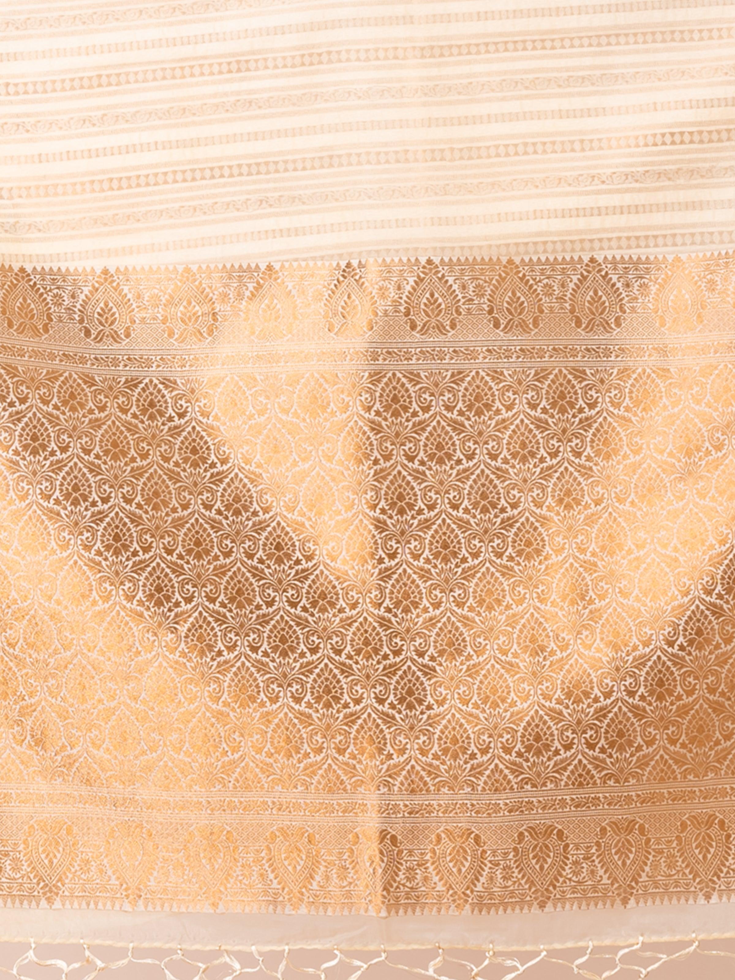 KAVVYA SOOTHING CREAM SOFT AND LIGHT WEIGHT BOLLYWOOD STYLE BENARASI ORGANZA WEAVING SILK SARE - KAVVYA 