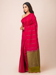 KAVVYA soft & Lightweight rani color Soft & Lightweight benarasi handloom weaving silk saree