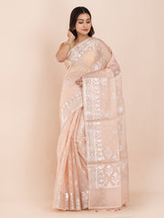 KAVVYA SOFT & LIGHT WEIGHT PEACH ORGANZA SAREE