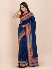 KAVVYA SOFT & LIGHT WEIGHT NAVY BLUE HANDLOOM SILK SAREE