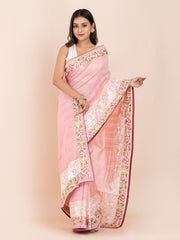 KAVVYA SOFT & LIGHT WEIGHT PINK HANDLOOM SILK SAREE