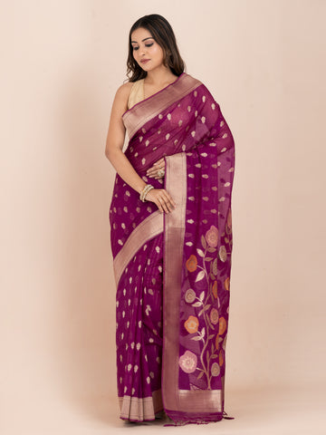 KAVVYA PURPLE SOFT & LIGHT WEIGHT SILK SAREE