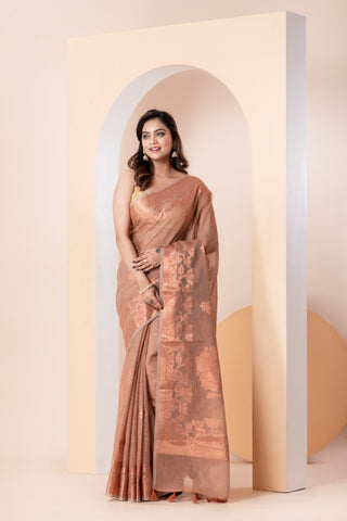 KAVVYA SOFT & LIGHTWEIGHT CAMEL BROWN COLOUR  HANDLOOM SAREE