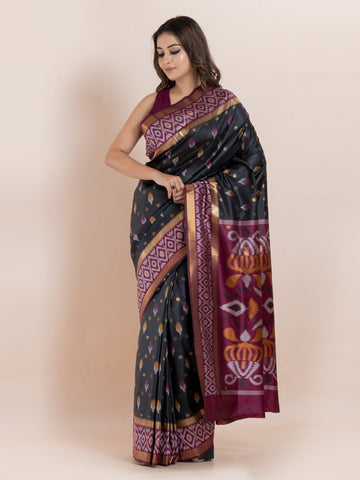 KAVVYA SOFT & LIGHT WEIGHT BLACK & IKAT WEAVING SAREE