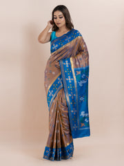 KAVVYA SOFT & LIGHT WEIGHT CAMEL BROWN COLOUR & IKAT WEAVING SAREE
