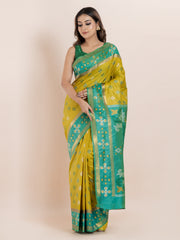 KAVVYA SOFT & LIGHT WEIGHT YELLOW COLOUR & IKAT WEAVING SAREE