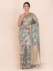 KAVVYA SOFT & LIGHT WEIGHT GREY ORGANZA TISSUE SAREE