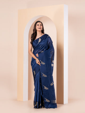 KAVVYA NAVY BLUE HANDLOOM SILK SAREE