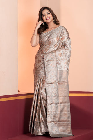 KAVVYA SOFT AND LIGHTWEIGHT METALIC SILVER COLOR WEAVING SILK SAREE