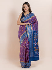 KAVVYA SOFT & LIGHT WEIGHT PURPLE IKAT WEAVING SAREE