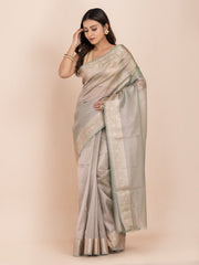 KAVVYA SOFT & LIGHT WEIGHT GREEN AND GOLDEN DUAL TONE TISSUE & SAREE