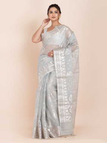 KAVVYA SOFT & LIGHT WEIGHT GREY ORGANZA SAREE