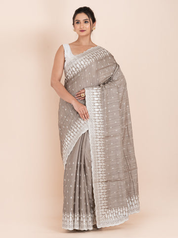 kavvya soft & light weight grey handloom silk saree