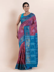 KAVVYA SOFT & LIGHT WEIGHT PINK IKAT WEAVING SAREE