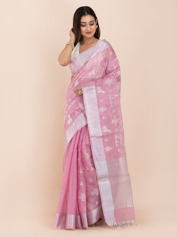 KAVVYA SOFT & LIGHT WEIGHT PINK ORGANZA TISSUE SAREE