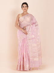 KAVVYA SOFT & LIGHT WEIGHT PINK ORGANZA SILK SAREE