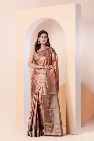 KAVVYA SOFT & LIGHTWEIGHT METALLIC SILVER COLOR WEAVING SILK SAREE