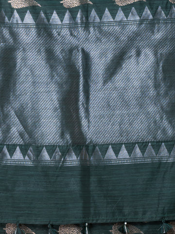 KAVVYA Soft & Lightweight bottle green color benarasi handloom weaving silk saree