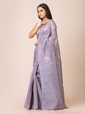 KAVVYA Soft & Lightweight lavender color benarasi handloom weaving silk saree