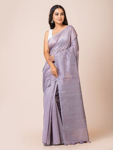 KAVVYA Soft & Lightweight lavender color benarasi handloom weaving silk saree