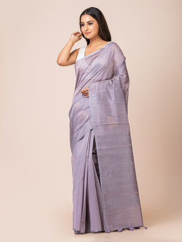 KAVVYA Soft & Lightweight lavender color benarasi handloom weaving silk saree