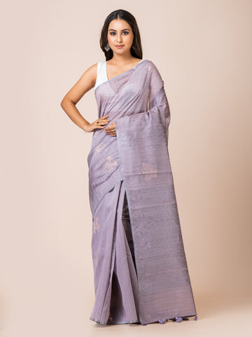 KAVVYA Soft & Lightweight lavender color benarasi handloom weaving silk saree