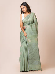 KAVVYA Soft & Lightweight mint green color benarasi handloom weaving silk saree