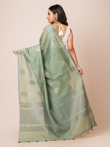 KAVVYA Soft & Lightweight mint green color benarasi handloom weaving silk saree