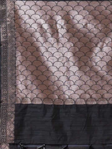 KAVVYA Soft & Lightweight black color benarasi handloom weaving silk saree