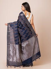 KAVVYA Soft & Lightweight nevy blue color benarasi handloom weaving silk saree