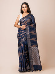 KAVVYA Soft & Lightweight nevy blue color benarasi handloom weaving silk saree