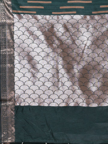 KAVVYA Soft & Lightweight bottle greenb color benarasi handloom weaving silk saree