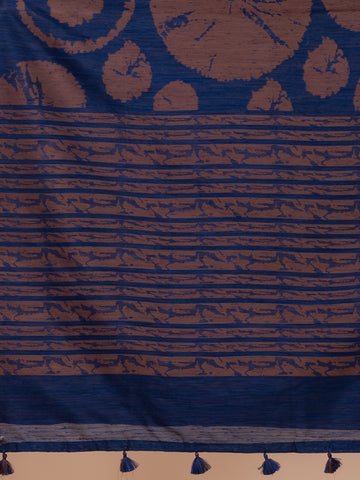 KAVVYA Soft & Lightweight NEVY BLUE color stunning Benarasi handloom linen silk saree