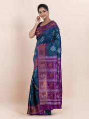 KAVVYA SOFT & LIGHT WEIGHT BLUE IKAT WEAVING SAREE