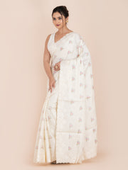KAVVYA SOFT & LIGHT WEIGHT SILK WHITE SAREE
