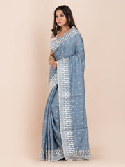 kavvya soft & light weight blue handloom silk saree