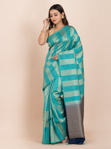 KAVVYA Soft & Lightweight blue color benarasi handloom weaving silk saree