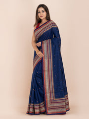 KAVVYA SOFT & LIGHT WEIGHT NAVY BLUE HANDLOOM SILK SAREE