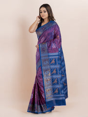 KAVVYA SOFT & LIGHT WEIGHT PURPLE IKAT WEAVING SAREE