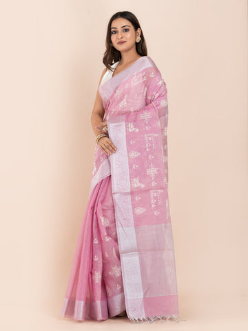 KAVVYA SOFT & LIGHT WEIGHT PINK ORGANZA TISSUE SAREE